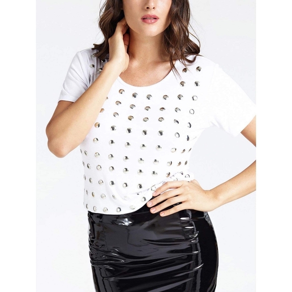 NEW GUESS White Regular Fit T-Shirt SZ S - Picture 1 of 9
